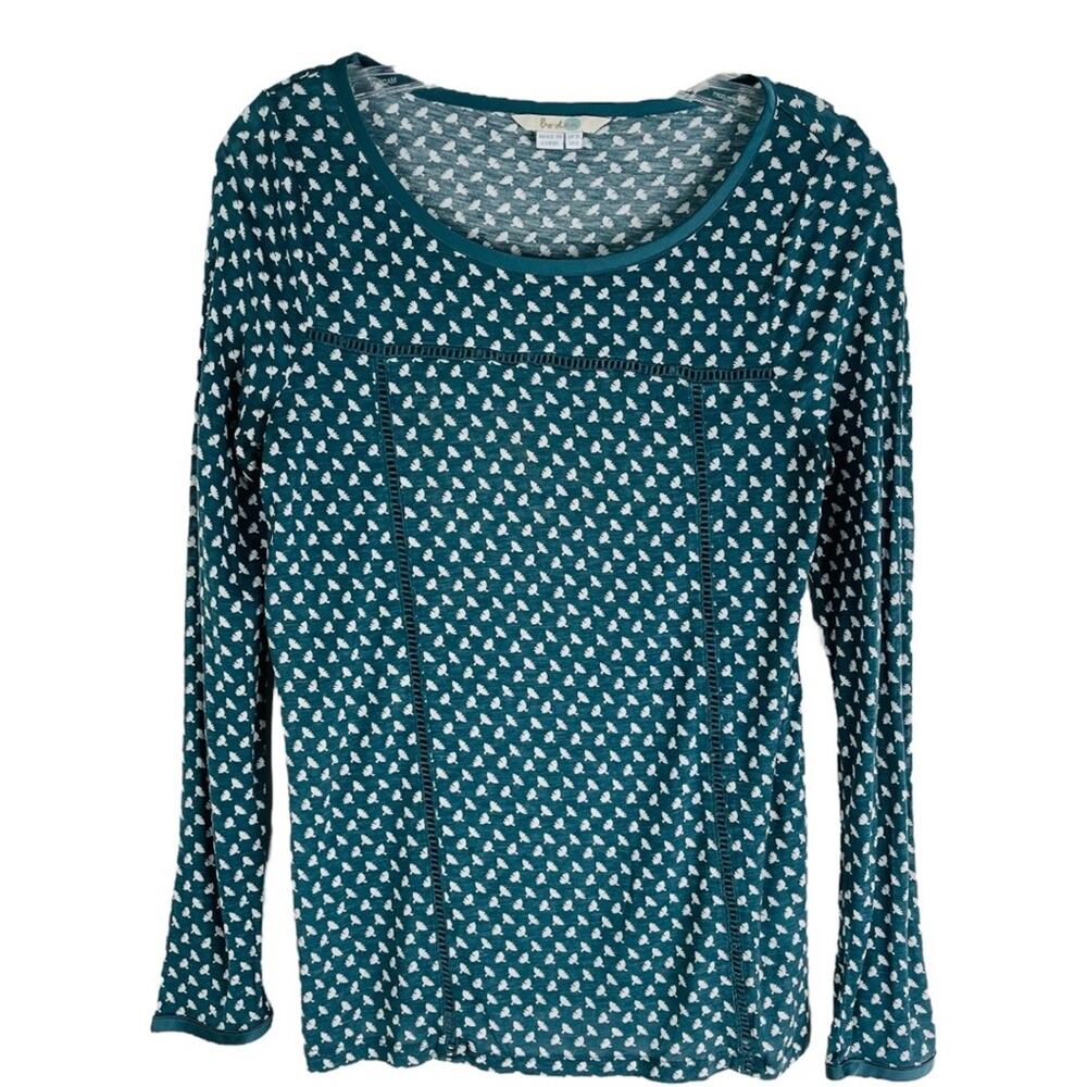 Boden green white cottagecore preppy stretchy lightweight tee top 6